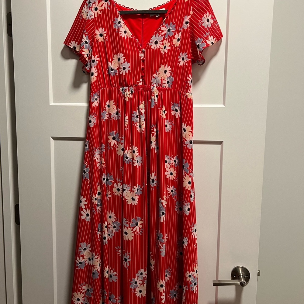 Madewell Red and Blue Floral Dress